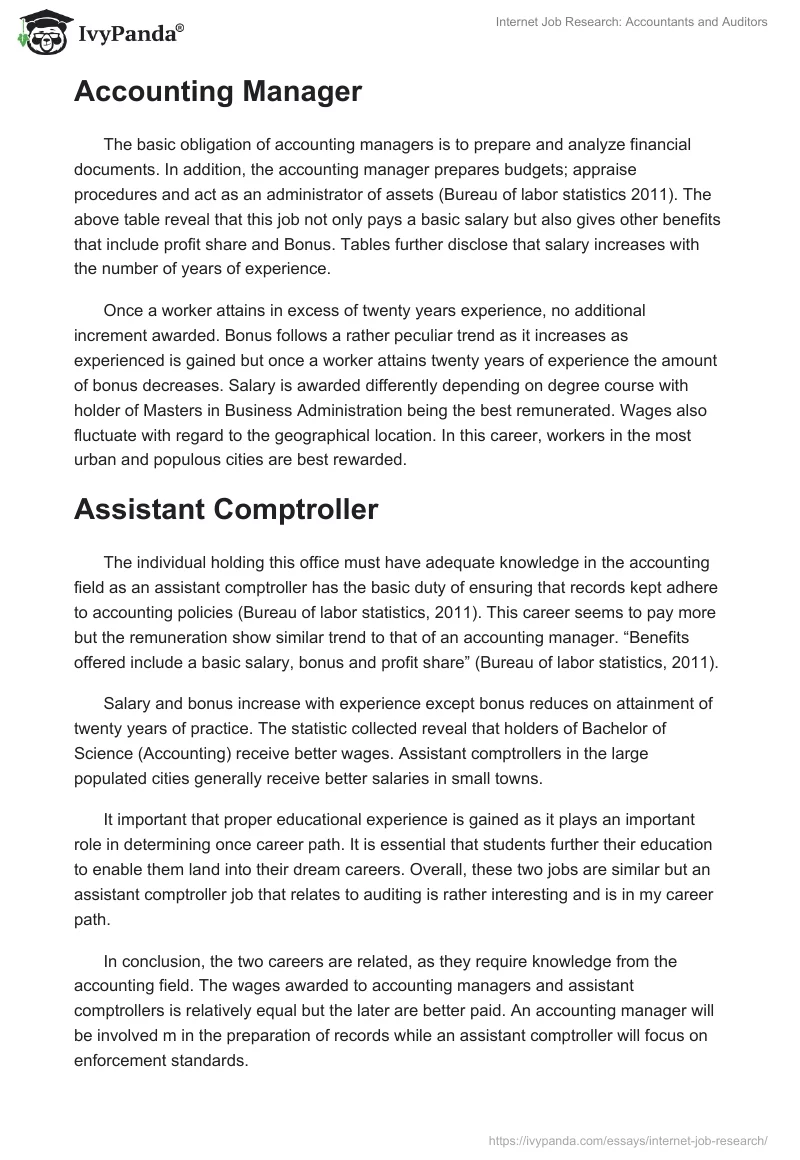 Internet Job Research: Accountants and Auditors. Page 4