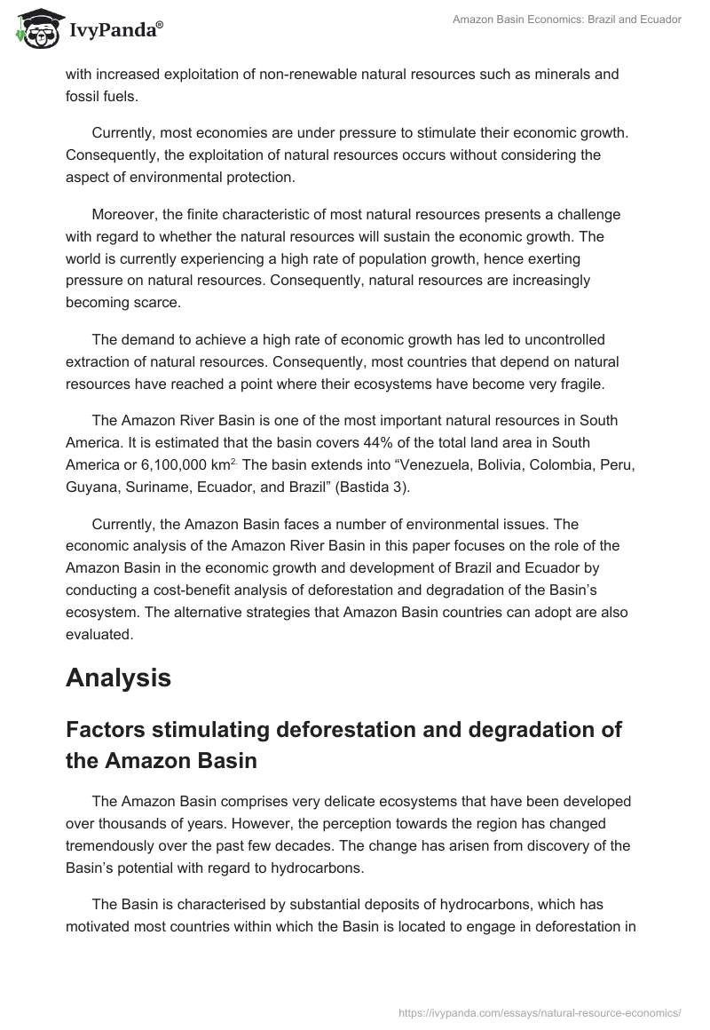 Amazon Basin Economics: Brazil and Ecuador. Page 2