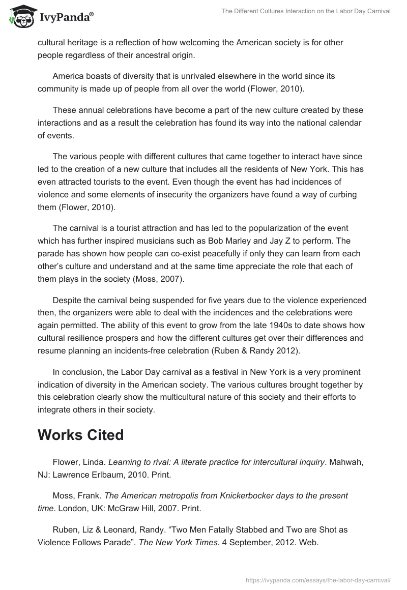 The Different Cultures Interaction on the Labor Day Carnival. Page 2