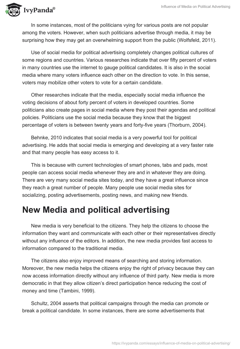 Influence of Media on Political Advertising. Page 4