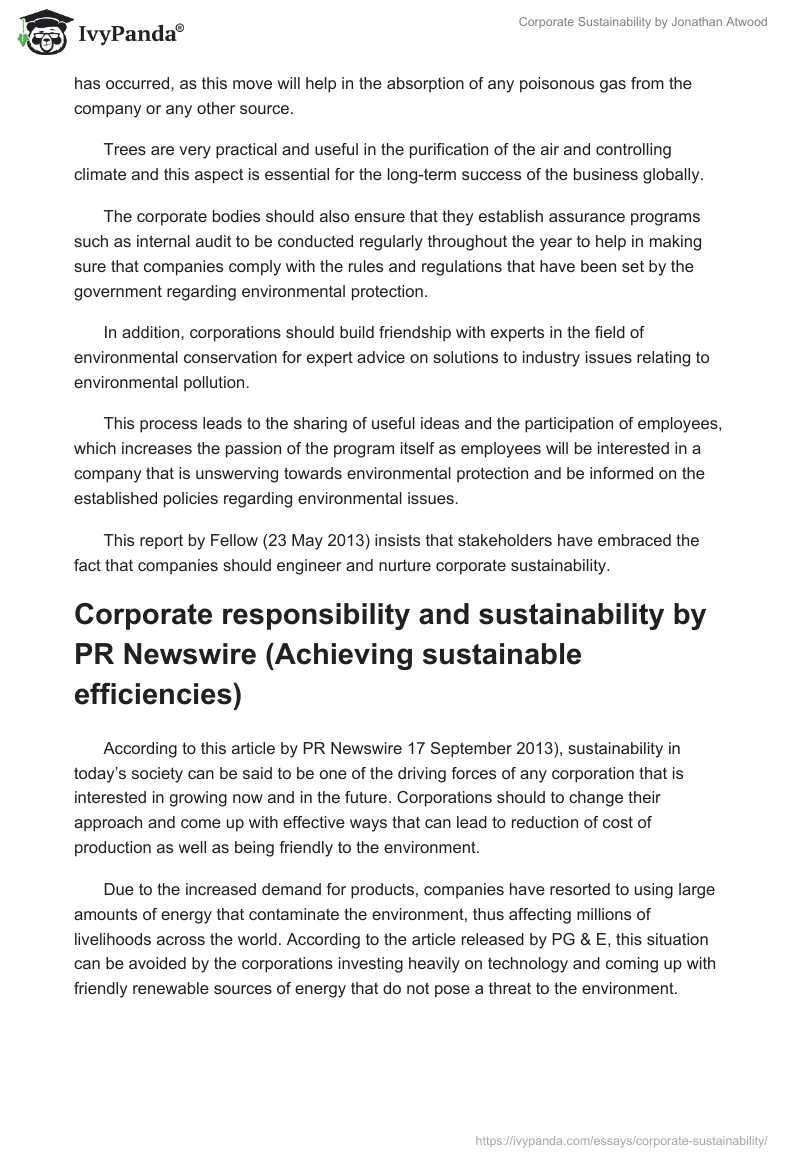 Corporate Sustainability by Jonathan Atwood. Page 4