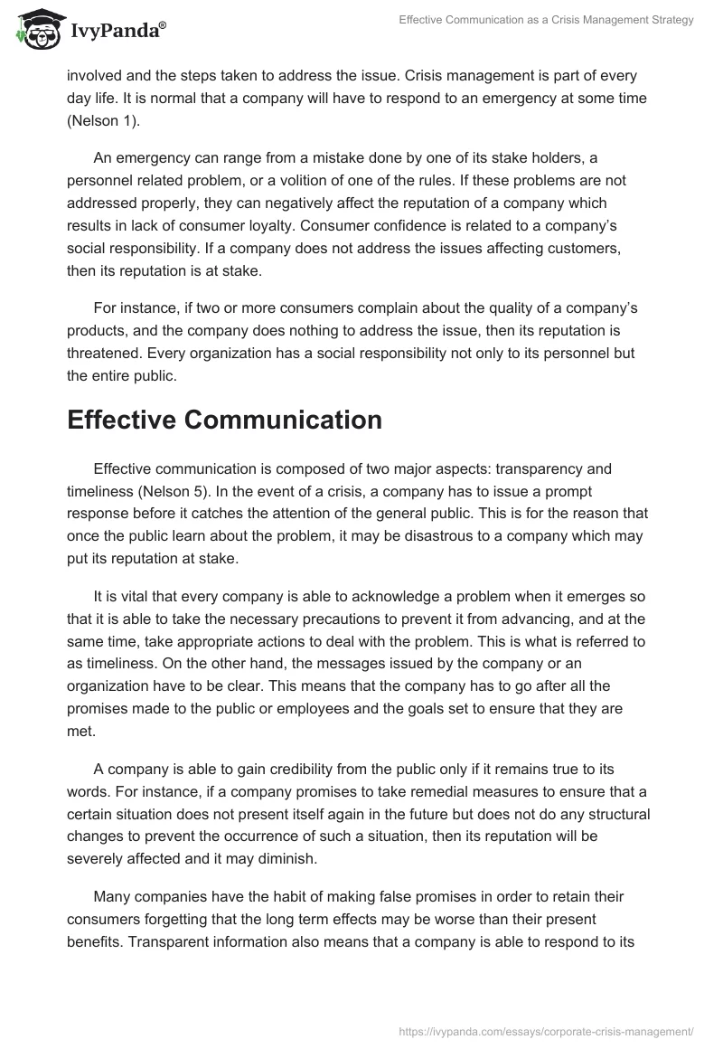 Effective Communication as a Crisis Management Strategy. Page 2