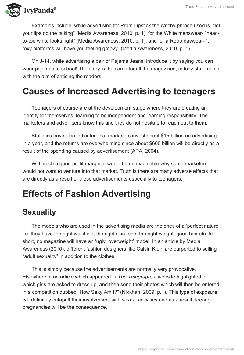 Teen Fashion Advertisement. Page 2