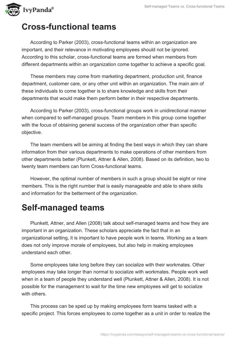 Self-managed Teams vs. Cross-functional Teams. Page 2
