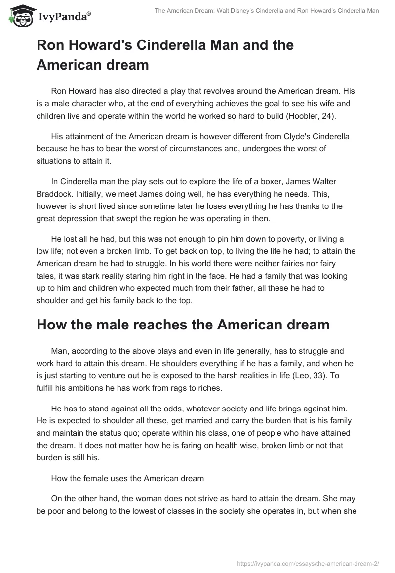 The American Dream: Walt Disney’s Cinderella and Ron Howard’s Cinderella Man. Page 4