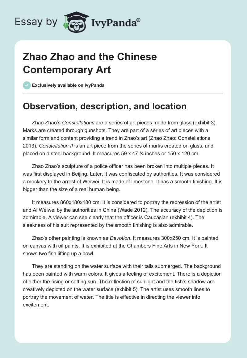Zhao Zhao and the Chinese Contemporary Art. Page 1