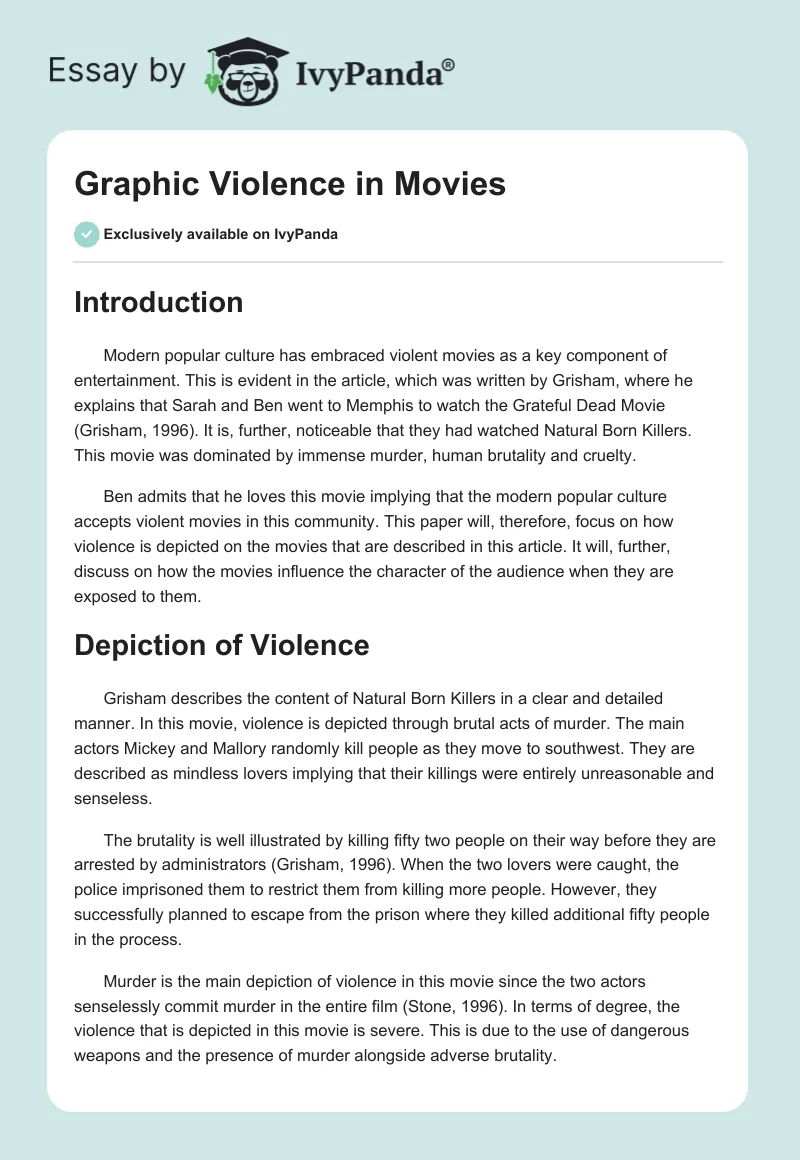 Graphic Violence in Movies. Page 1