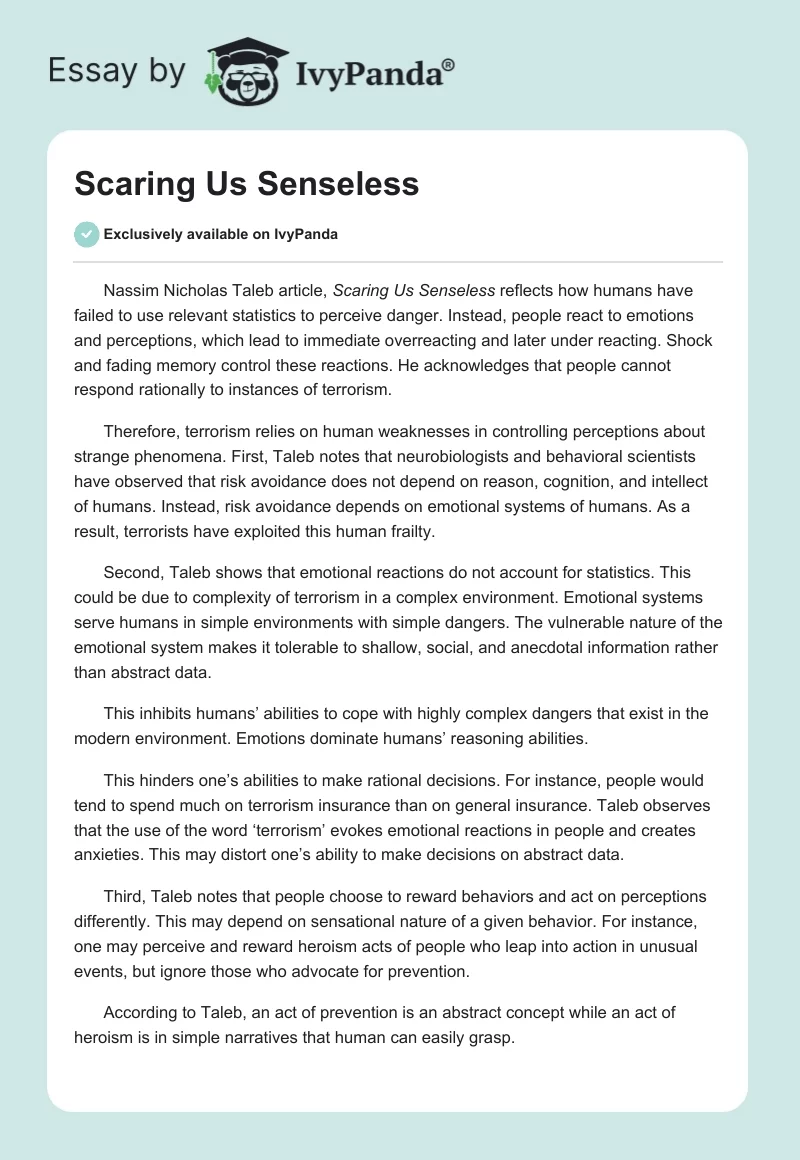 Scaring Us Senseless. Page 1