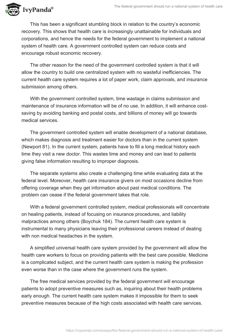 The federal government should run a national system of health care. Page 2