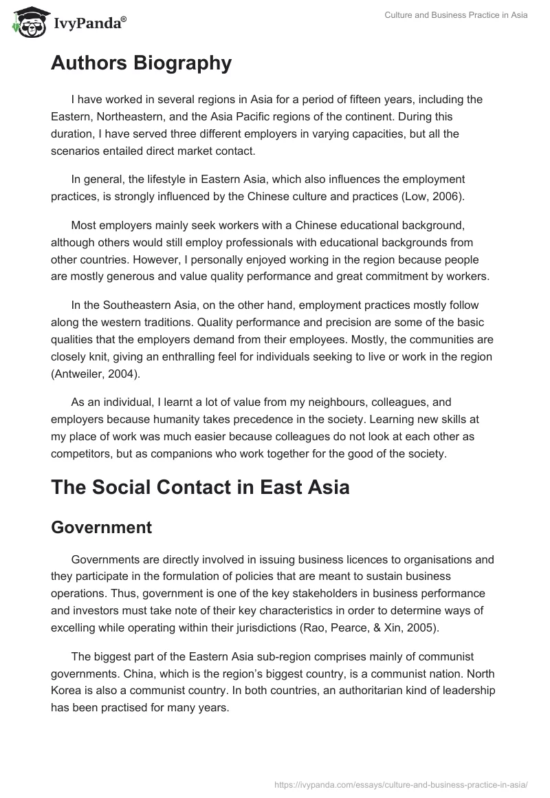 Culture and Business Practice in Asia. Page 2