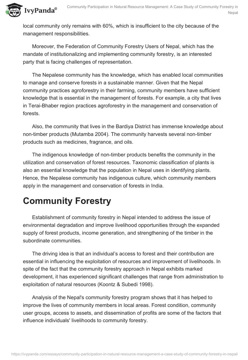 Community Participation in Natural Resource Management: A Case Study of Community Forestry in Nepal. Page 3