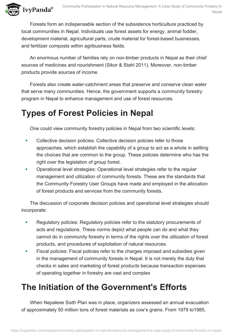 Community Participation in Natural Resource Management: A Case Study of Community Forestry in Nepal. Page 4