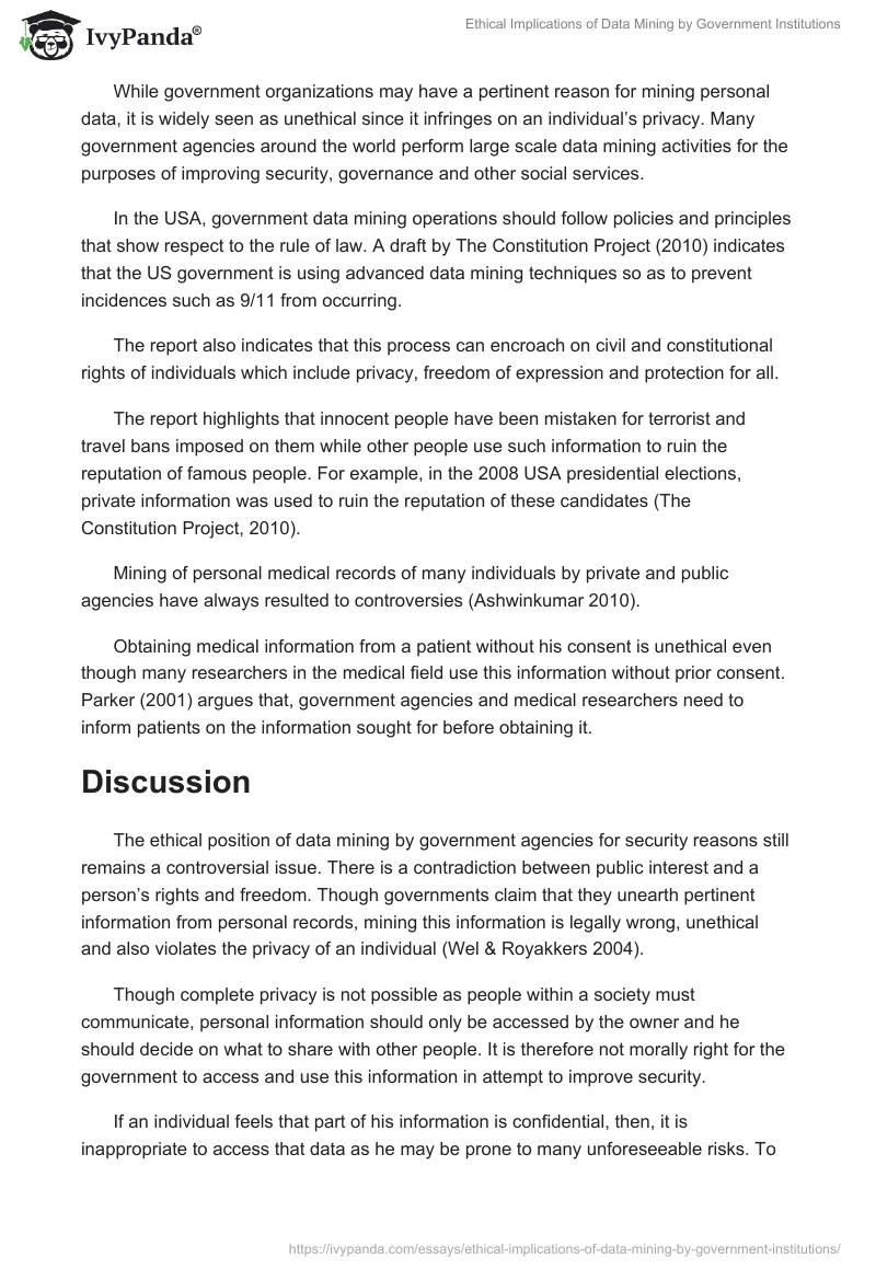 Ethical Implications of Data Mining by Government Institutions. Page 3