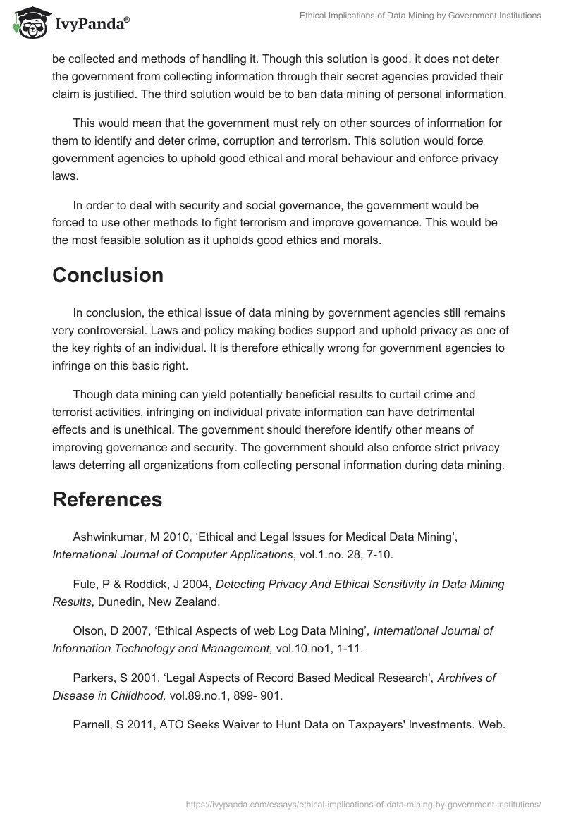 Ethical Implications of Data Mining by Government Institutions. Page 5