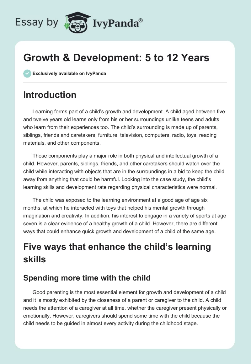Growth & Development: 5 to 12 Years. Page 1
