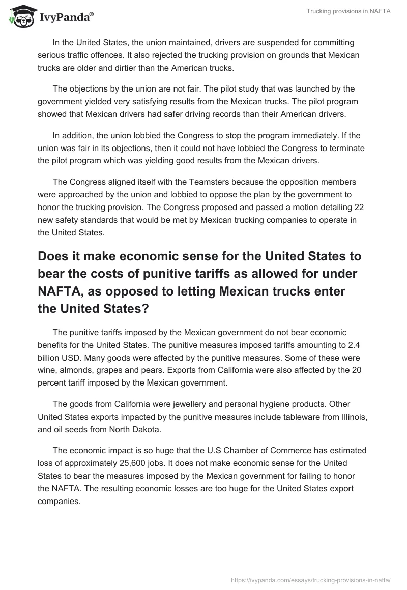Trucking provisions in NAFTA. Page 2