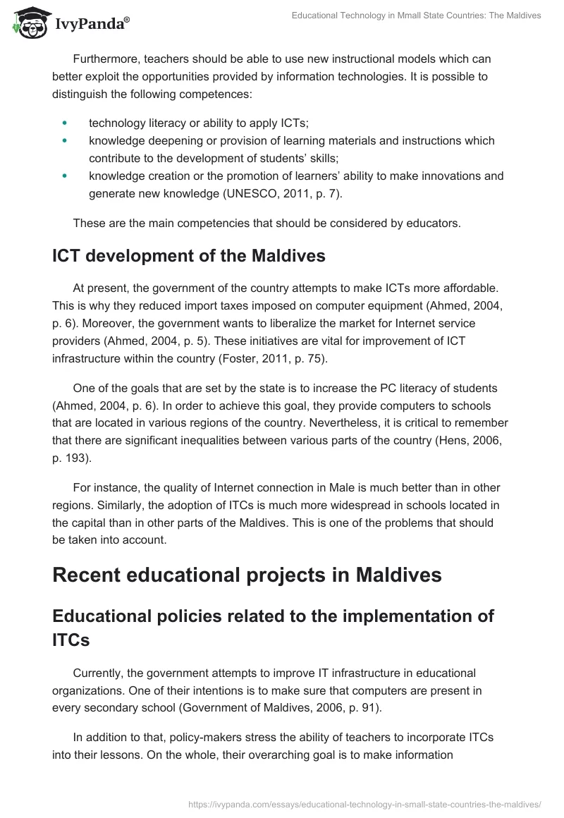 Educational Technology in Mmall State Countries: The Maldives. Page 4