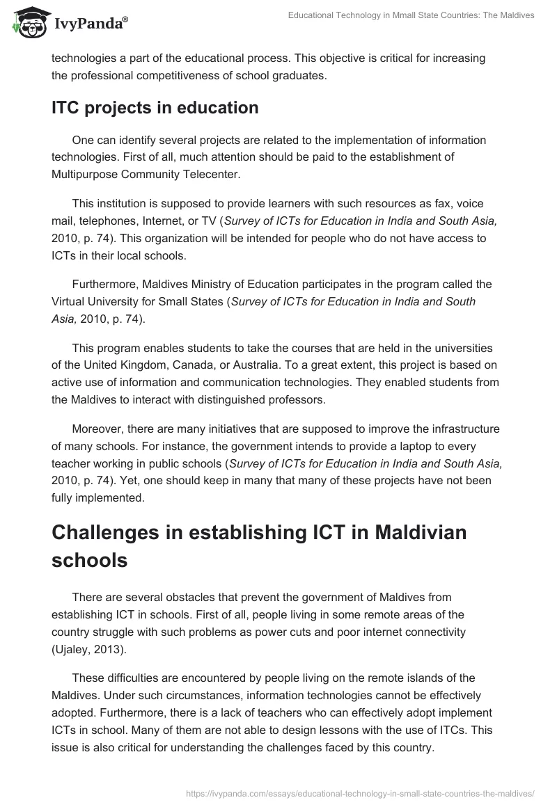 Educational Technology in Mmall State Countries: The Maldives. Page 5