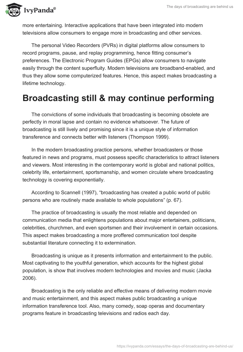 The days of broadcasting are behind us. Page 5