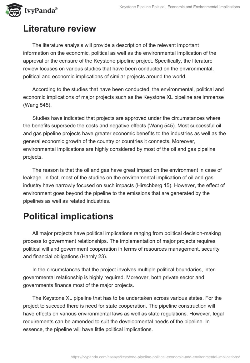 Keystone Pipeline Political, Economic and Environmental Implications. Page 2