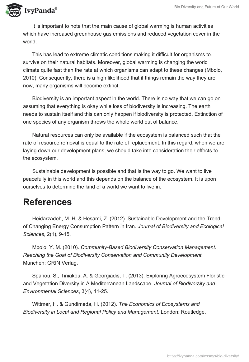 Bio Diversity and Future of Our World. Page 4