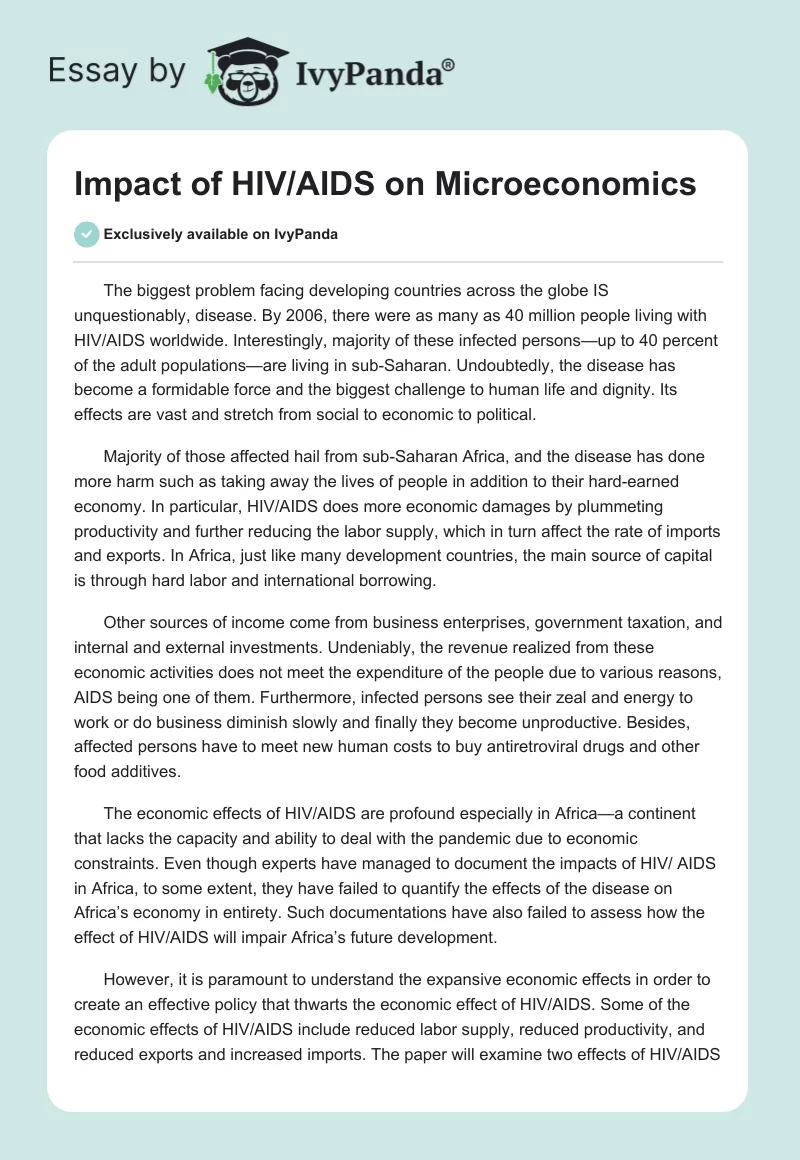 Impact of HIV/AIDS on Microeconomics. Page 1