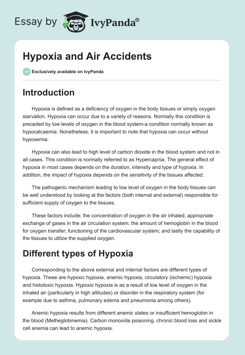 Hypoxia and Air Accidents. Page 1