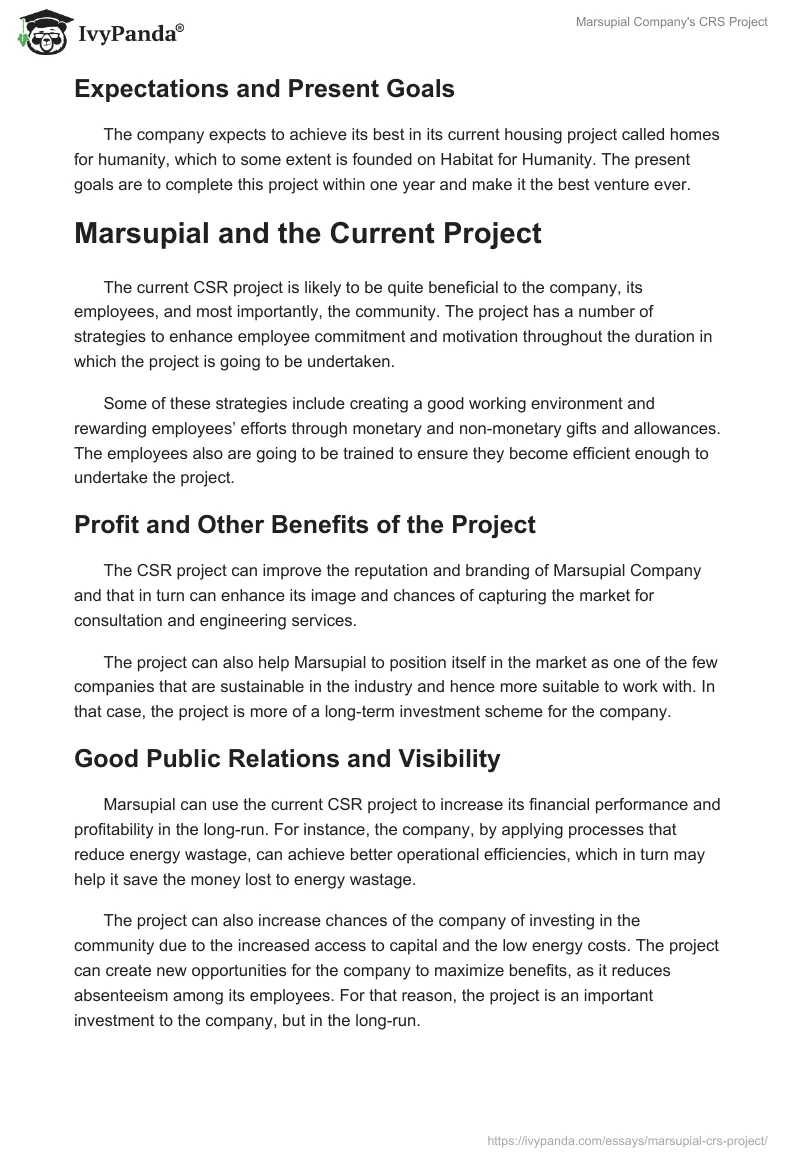 Marsupial Company's CRS Project. Page 2