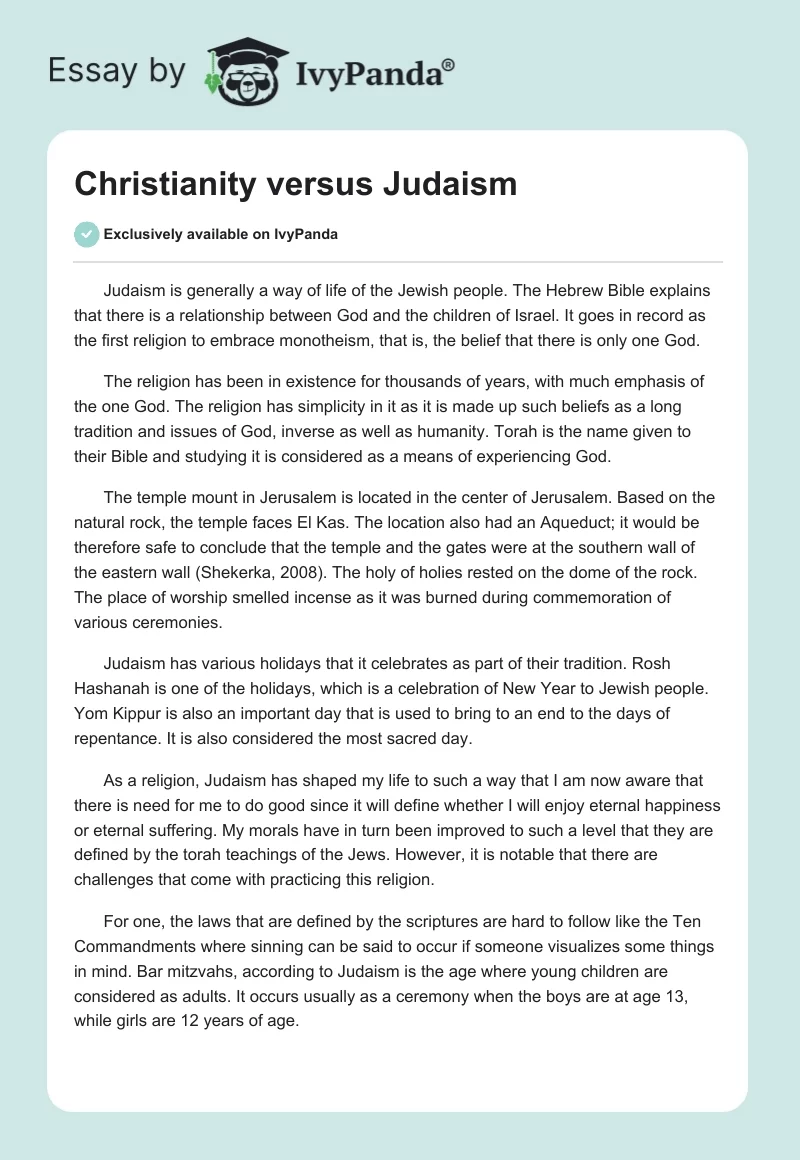 Christianity Versus Judaism. Page 1