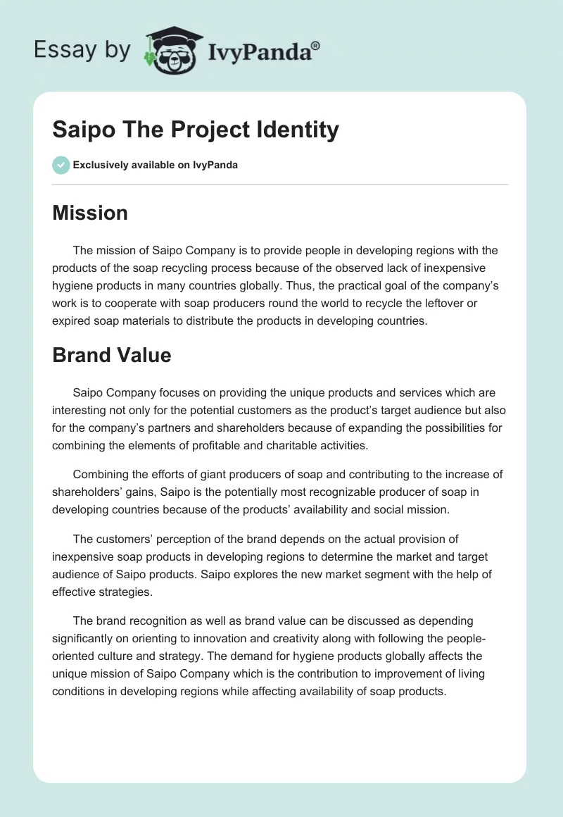 Saipo The Project Identity. Page 1