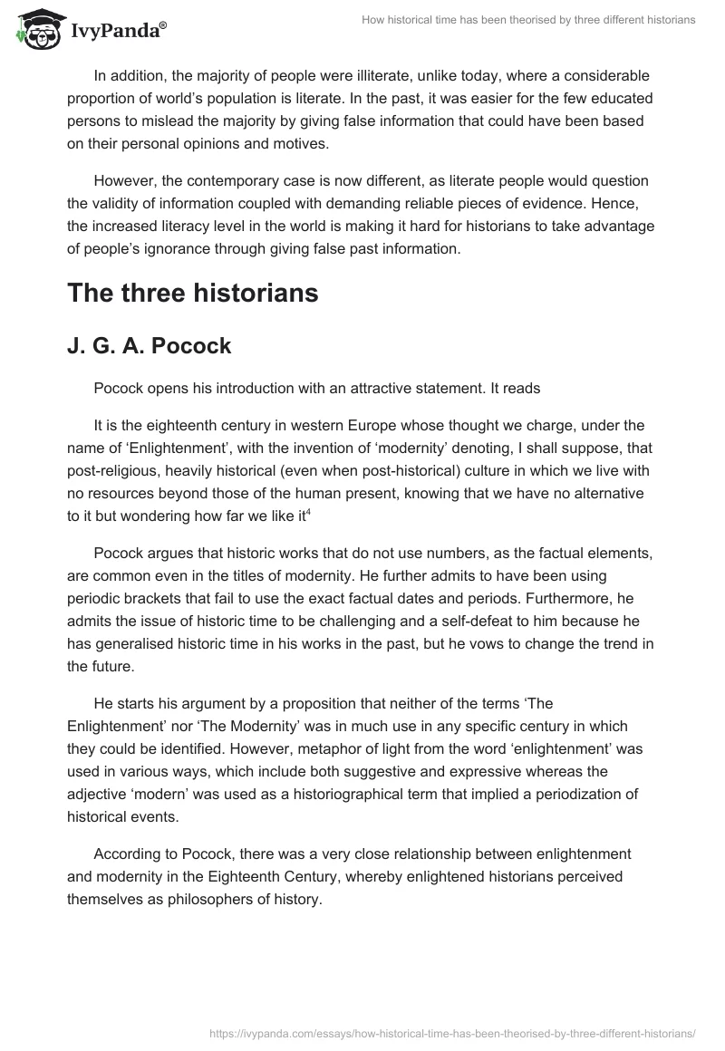How historical time has been theorised by three different historians. Page 4