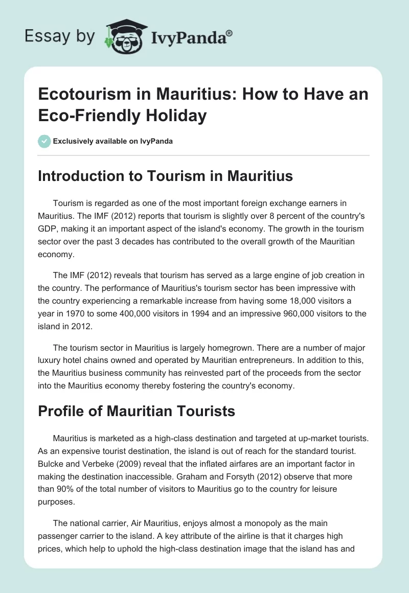 Ecotourism in Mauritius: How to Have an Eco-Friendly Holiday. Page 1