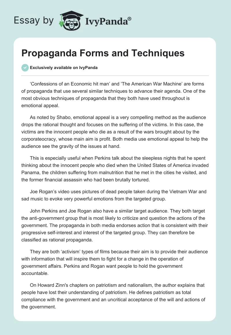 Propaganda Forms and Techniques. Page 1