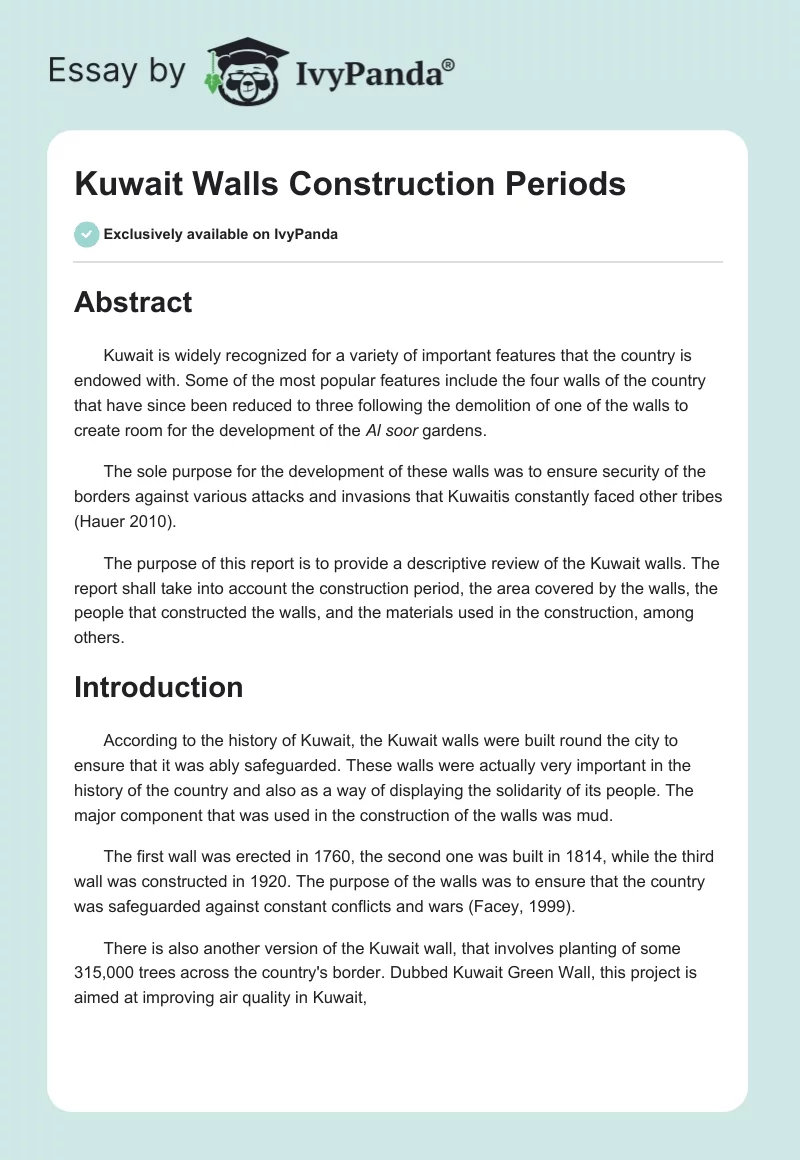 Kuwait Walls Construction Periods. Page 1