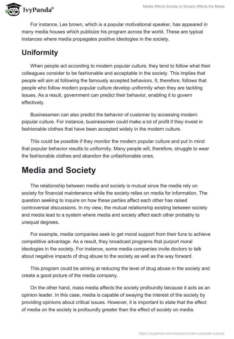 Media Affects Society or Society Affects the Media. Page 2