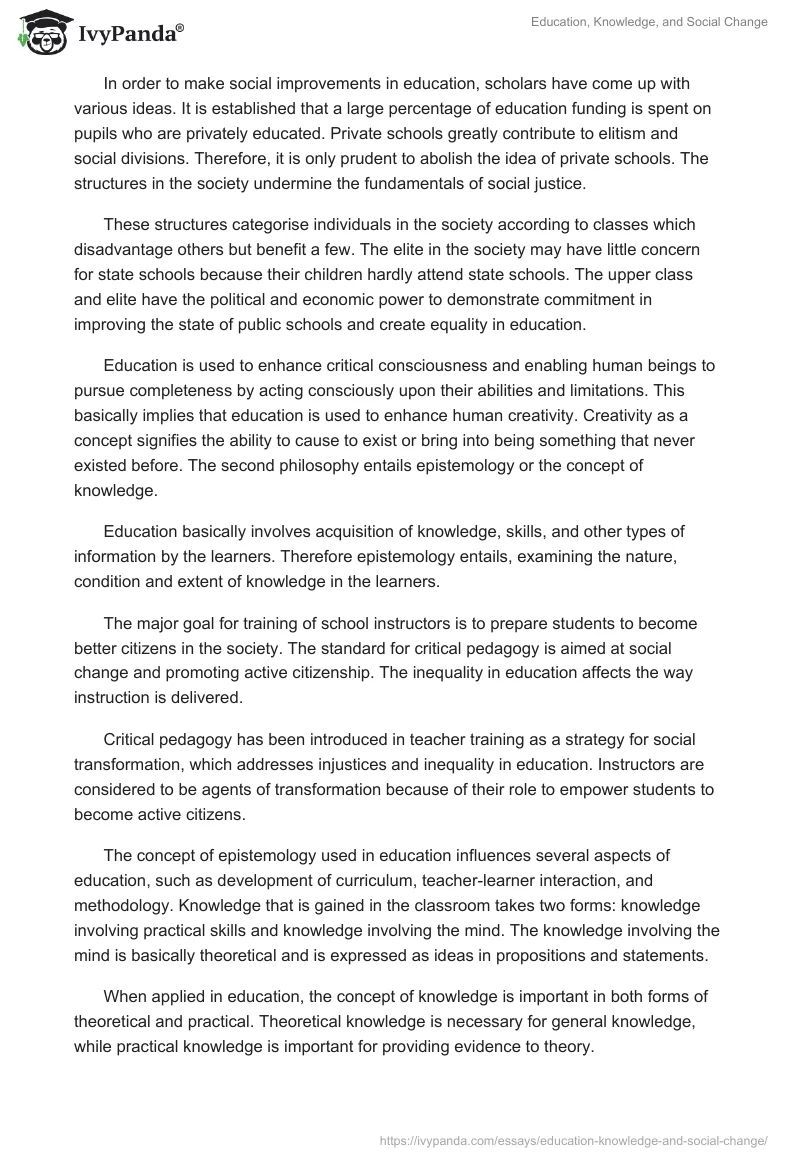 Education, Knowledge, and Social Change. Page 5