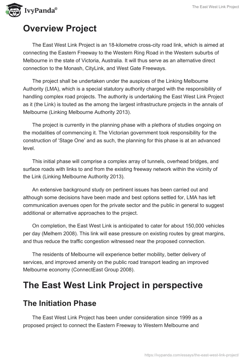 The East West Link Project. Page 2