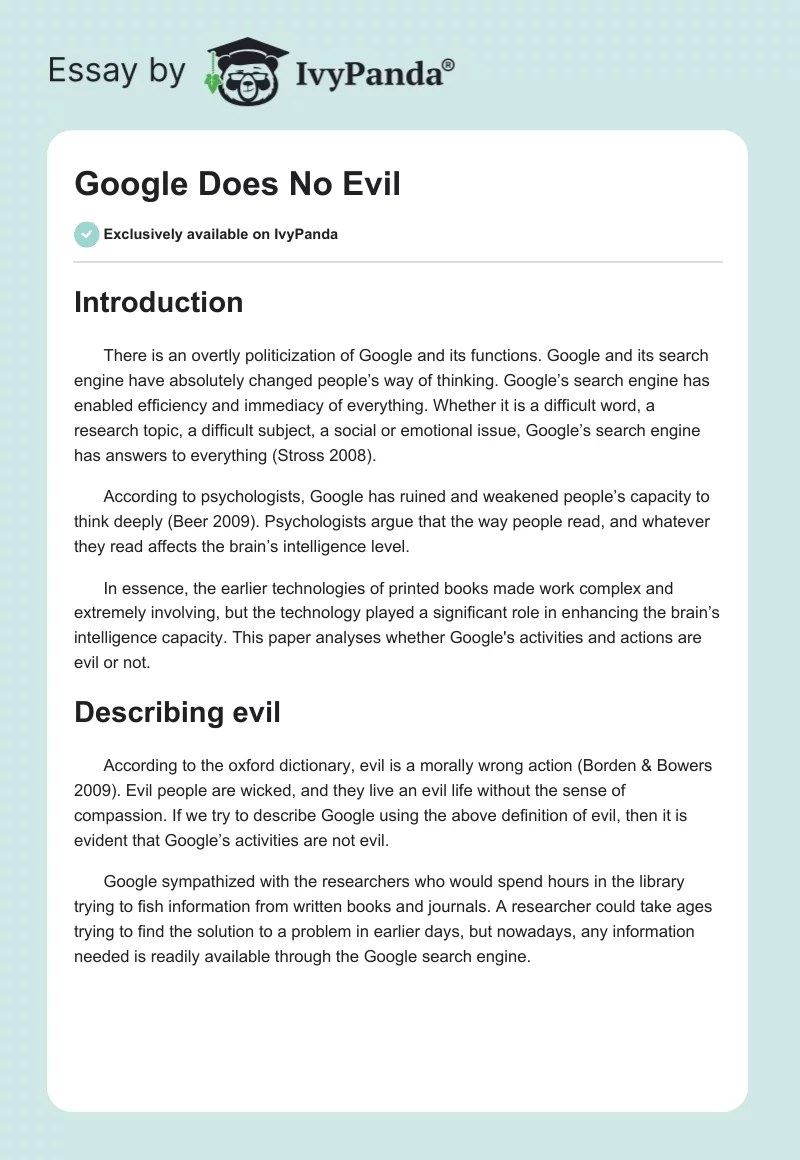 Google Does No Evil. Page 1