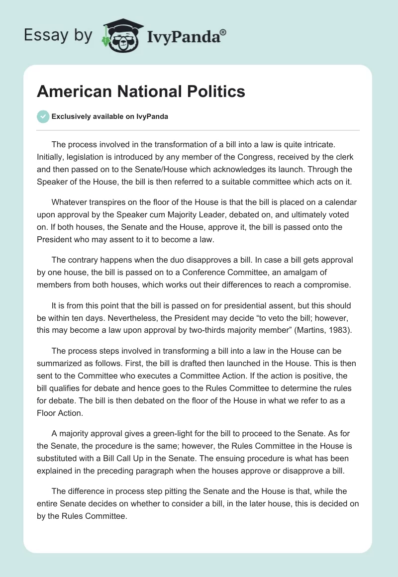 American National Politics. Page 1