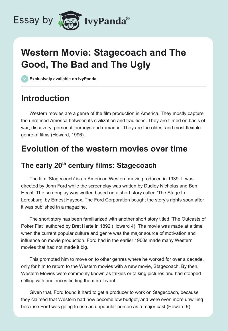 Western Movie: Stagecoach and The Good, The Bad and The Ugly. Page 1