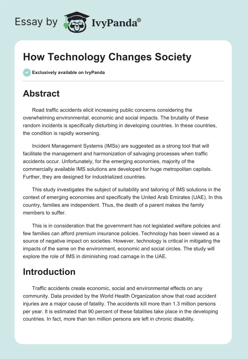 How Technology Changes Society. Page 1