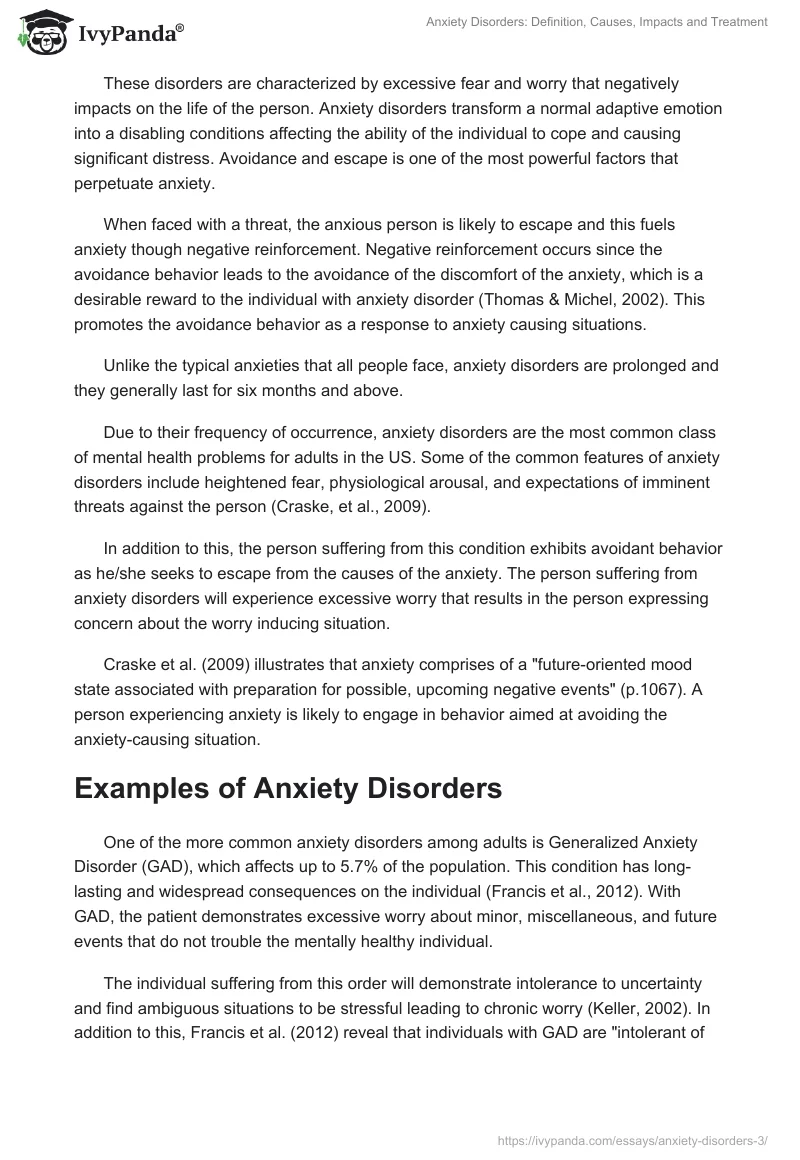 Anxiety Disorders: Definition, Causes, Impacts and Treatment. Page 2