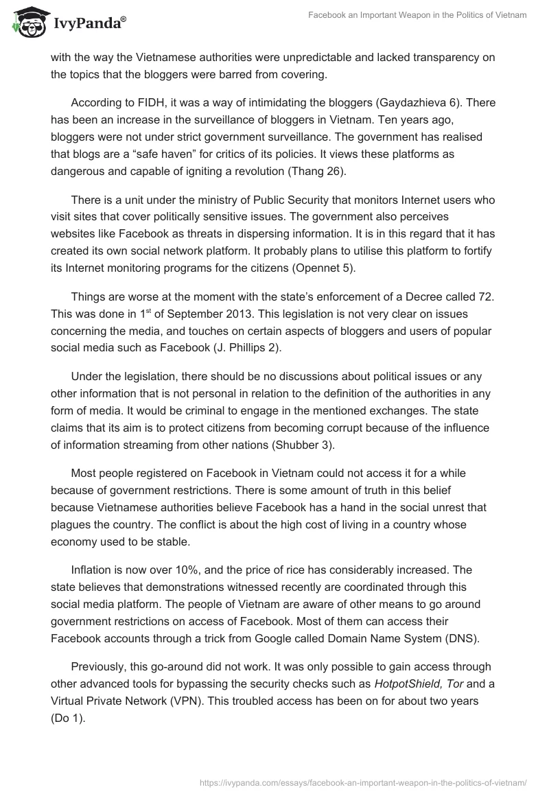 Facebook an Important Weapon in the Politics of Vietnam. Page 3