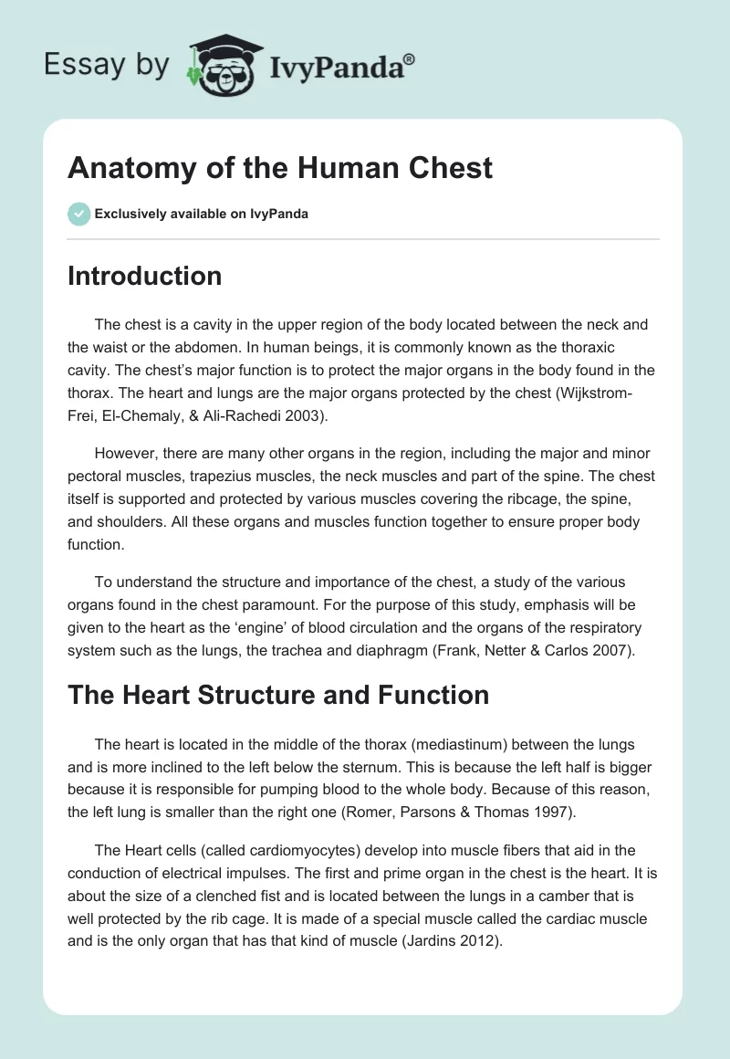 Anatomy of the Human Chest. Page 1