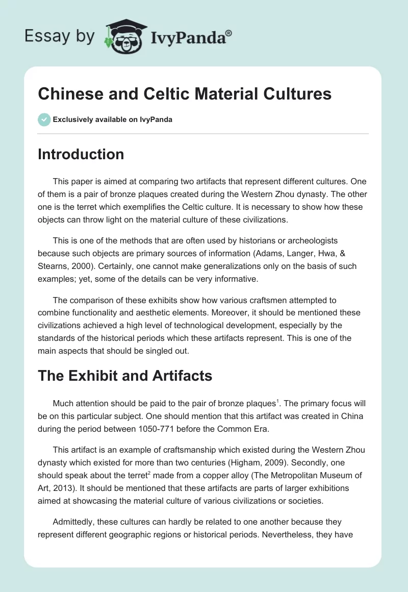 Chinese and Celtic Material Cultures. Page 1