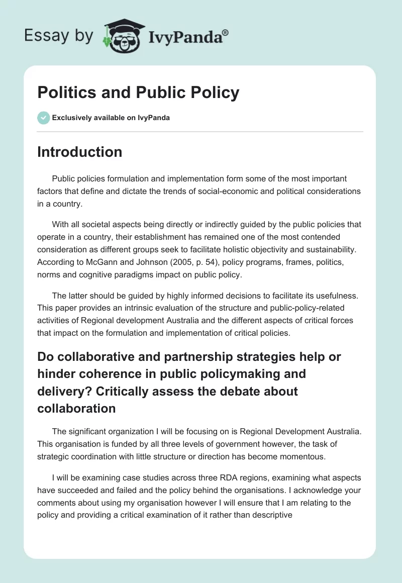 Politics and Public Policy. Page 1
