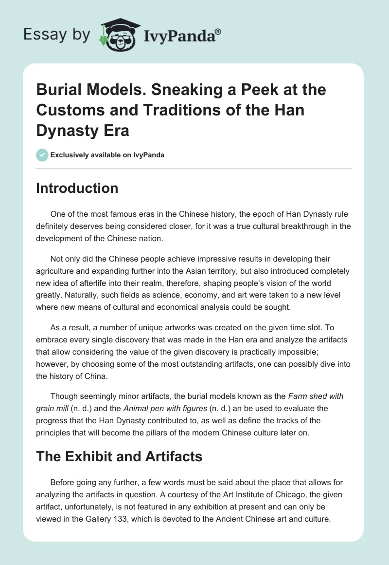Burial Models. Sneaking a Peek at the Customs and Traditions of the Han Dynasty Era. Page 1