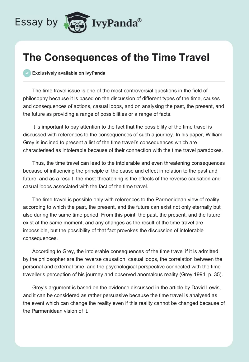 The Consequences of the Time Travel. Page 1