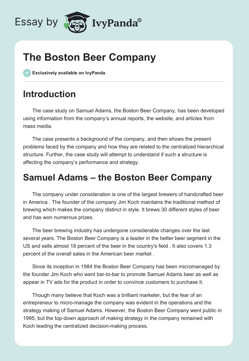 The Boston Beer Company. Page 1