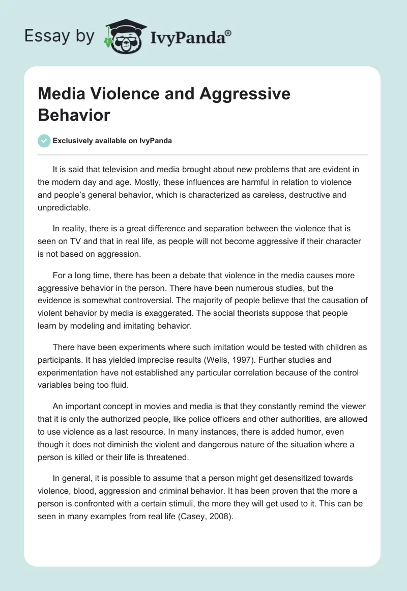 Media Violence and Aggressive Behavior. Page 1